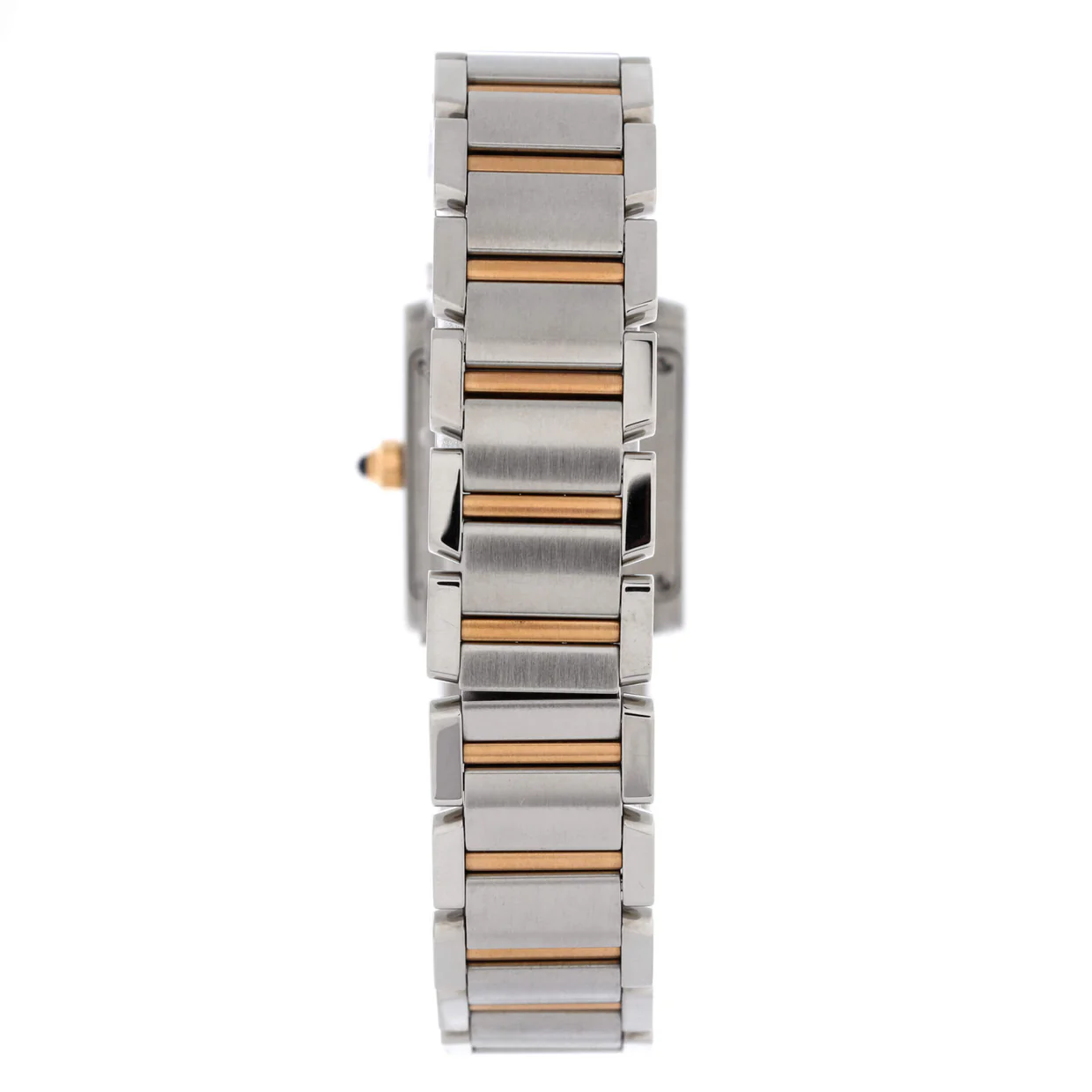 Tank Francaise Quartz Watch Stainless Steel and Rose Gold with Diamond Markers 20 - Deep Luxury