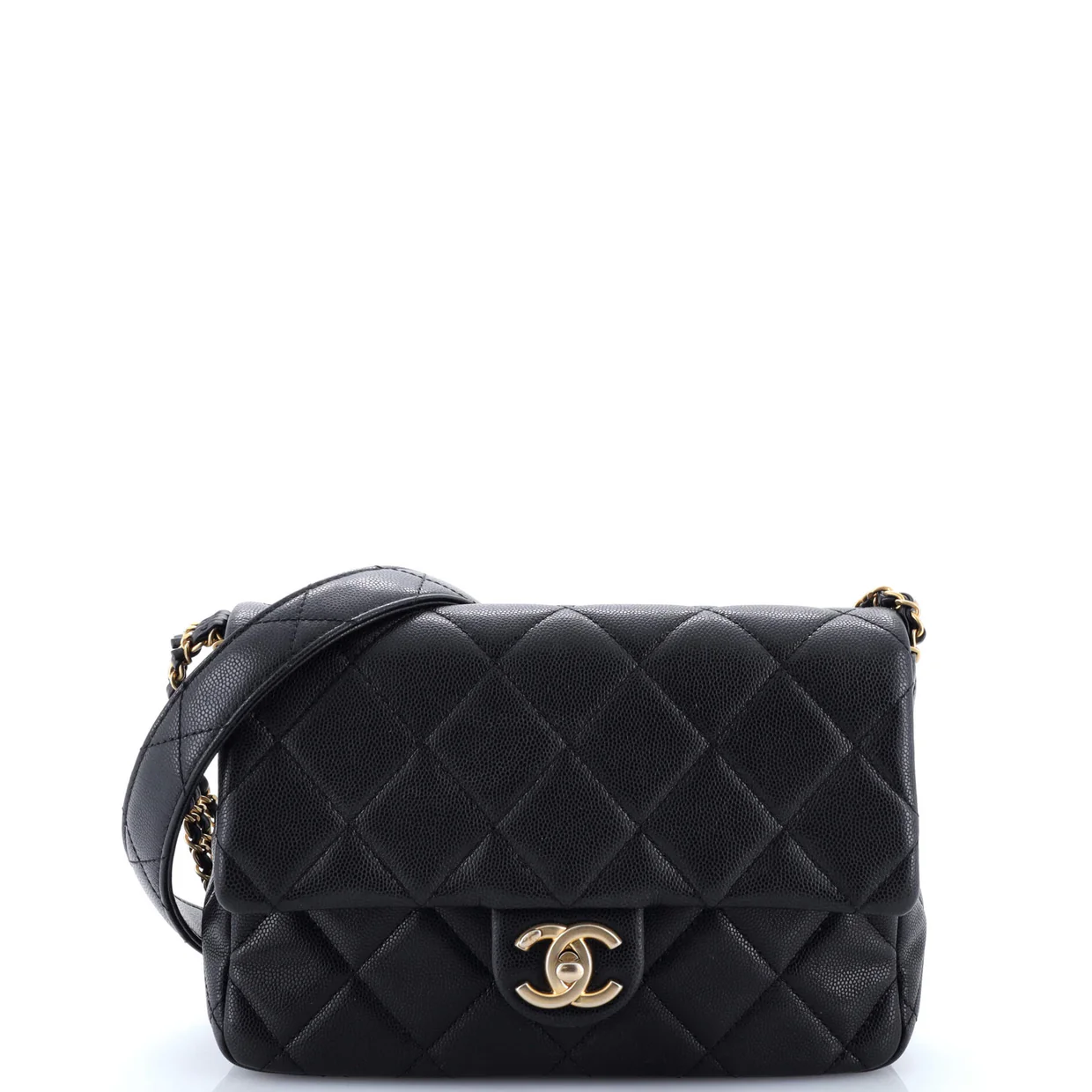 CC Triple Chain Flap Bag Quilted Caviar Small - Deep Luxury