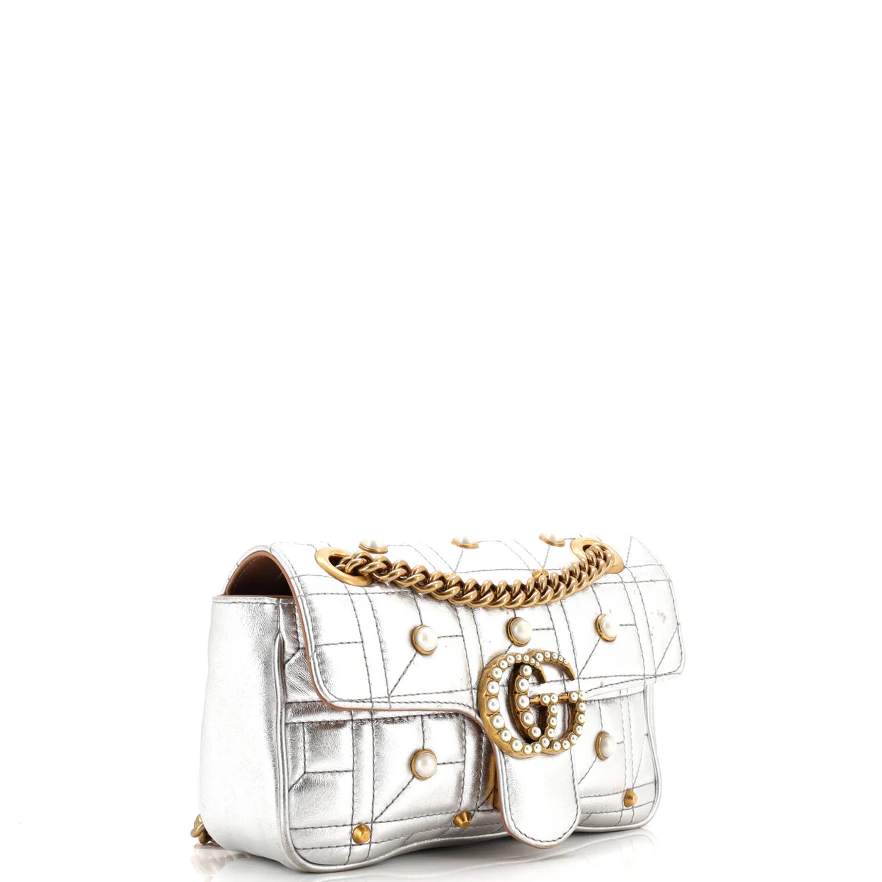 Pearly GG Marmont Flap Bag Embellished Matelasse Leather Mini - Deep Luxury