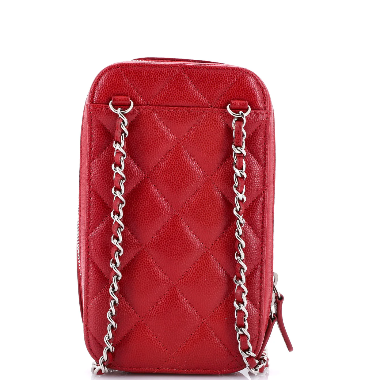 Zip Around Phone Case with Chain Quilted Caviar - Deep Luxury