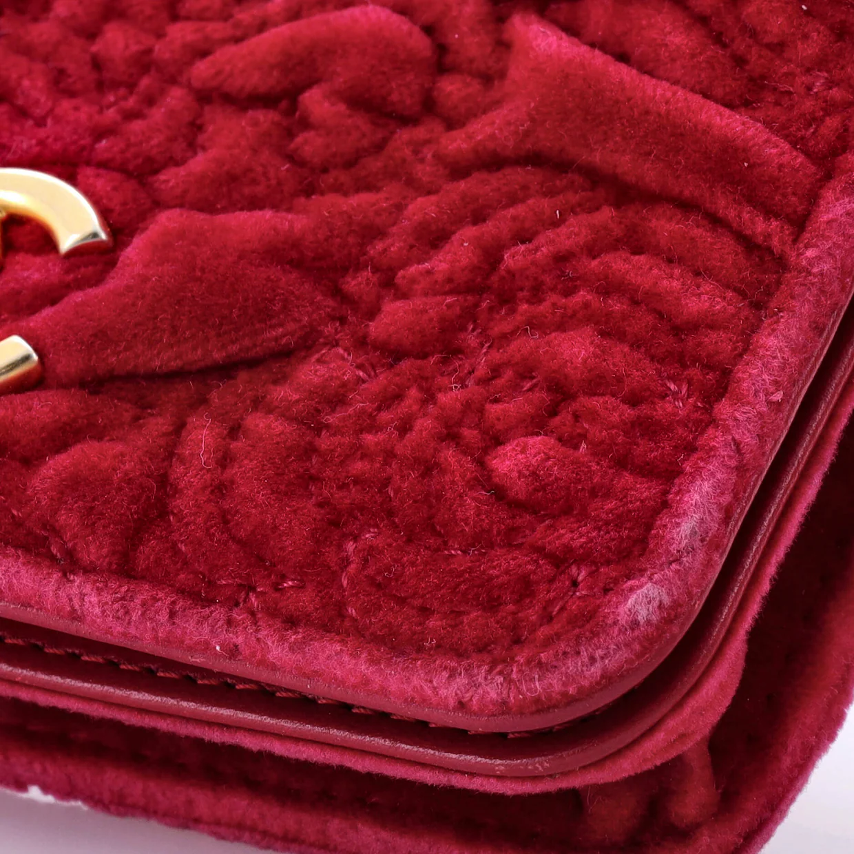 Flap Coin Purse with Chain Camellia Velvet - Deep Luxury