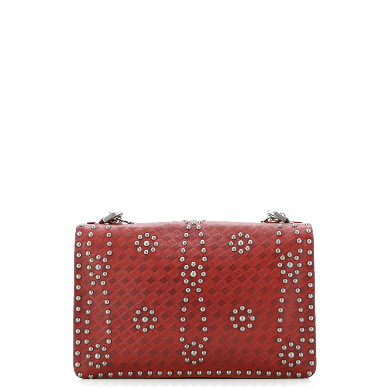 J'Adior Flap Bag Studded Embossed Leather Medium - Deep Luxury