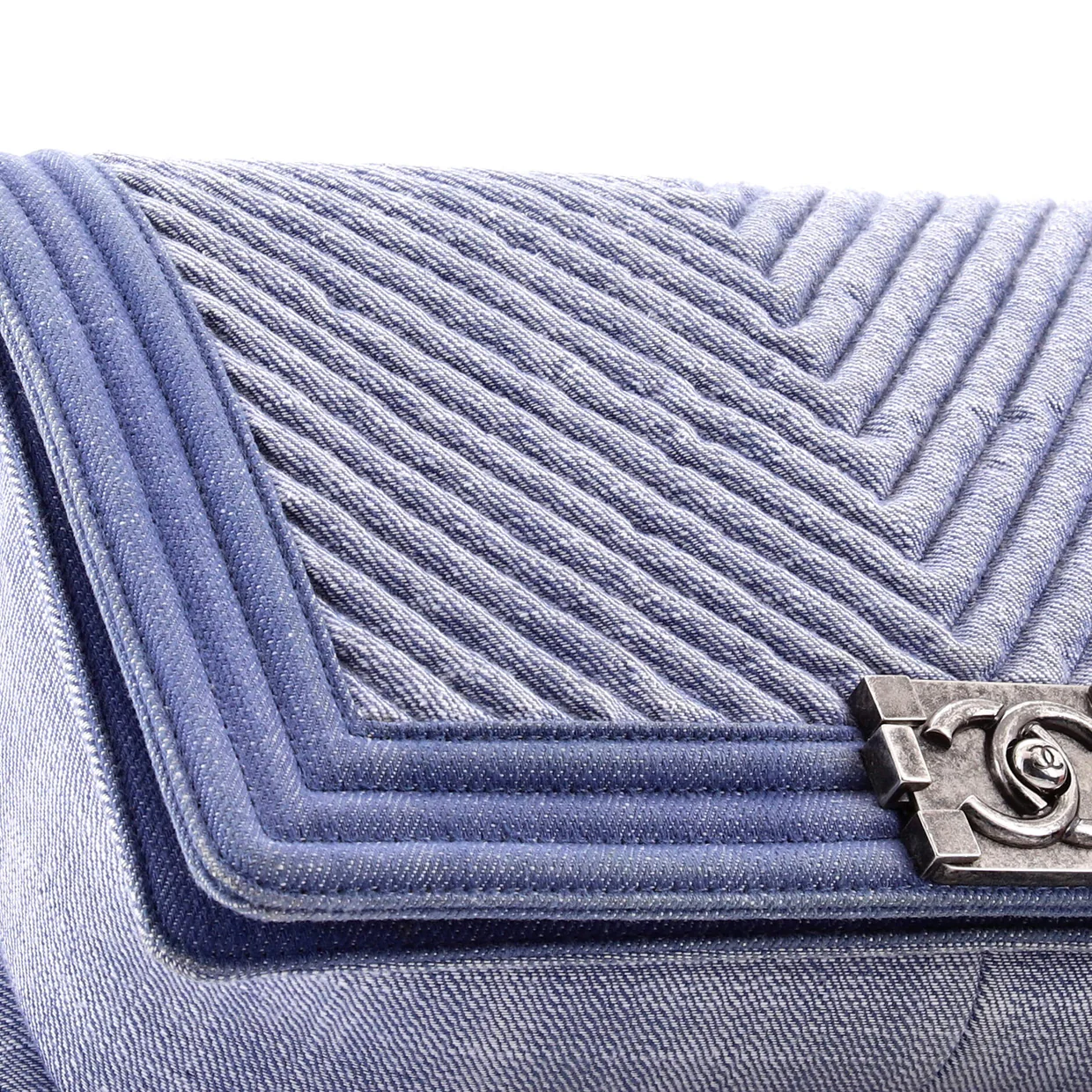 Boy Flap Bag Chevron Denim New Medium - Deep Luxury
