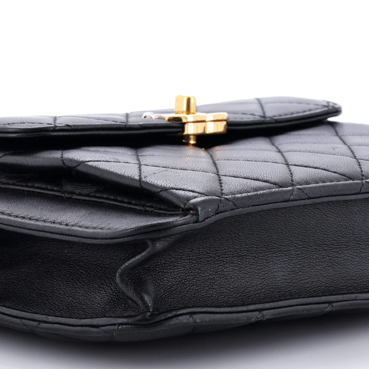 Front Pocket Square Clutch with Chain Quilted Lambskin Small - Deep Luxury