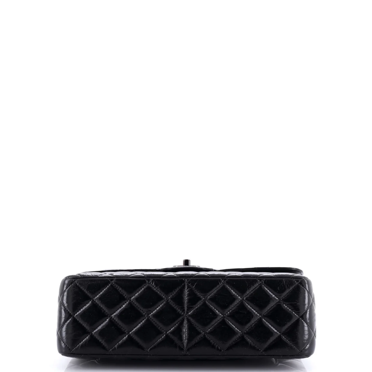 So Black Classic Double Flap Bag Quilted Shiny Crumpled Calfskin Jumbo - Deep Luxury