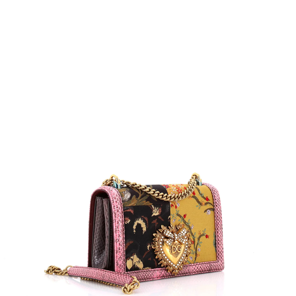 Devotion Crossbody Bag Patchwork Printed Fabric With Snakeskin Small - Deep Luxury