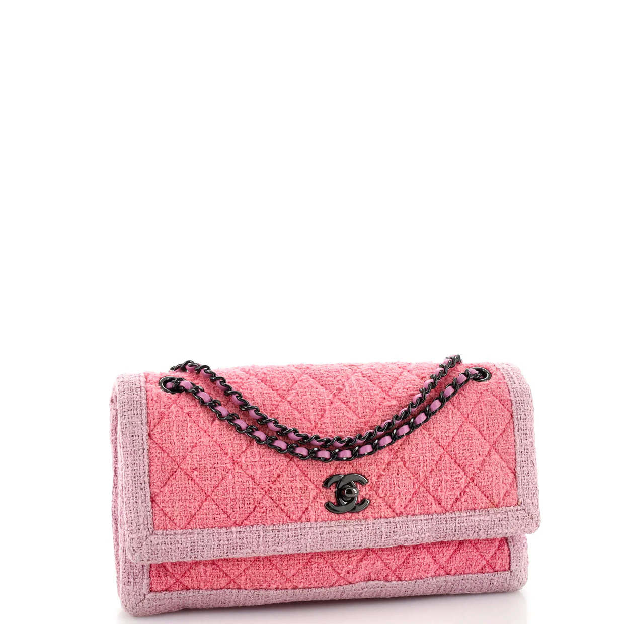 Two Tone Flap Bag Quilted Tweed Small - Deep Luxury