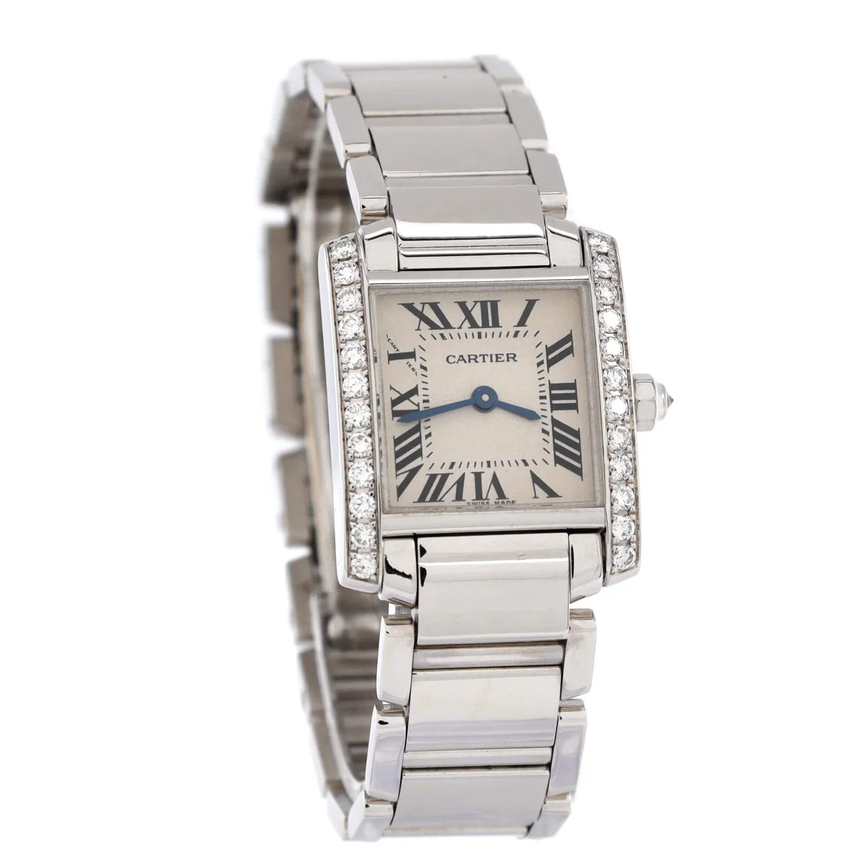 Tank Francaise Quartz Watch White Gold with Diamond Bezel 20 - Deep Luxury