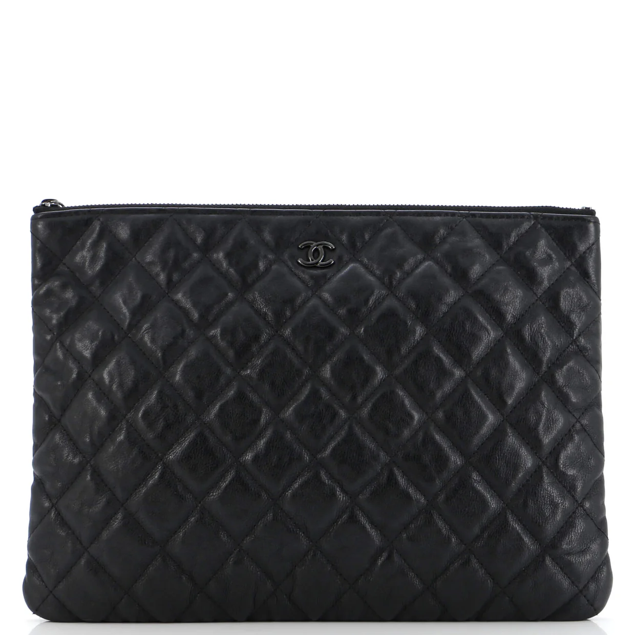 O Case Clutch Quilted Crumpled Calfskin Medium - Deep Luxury