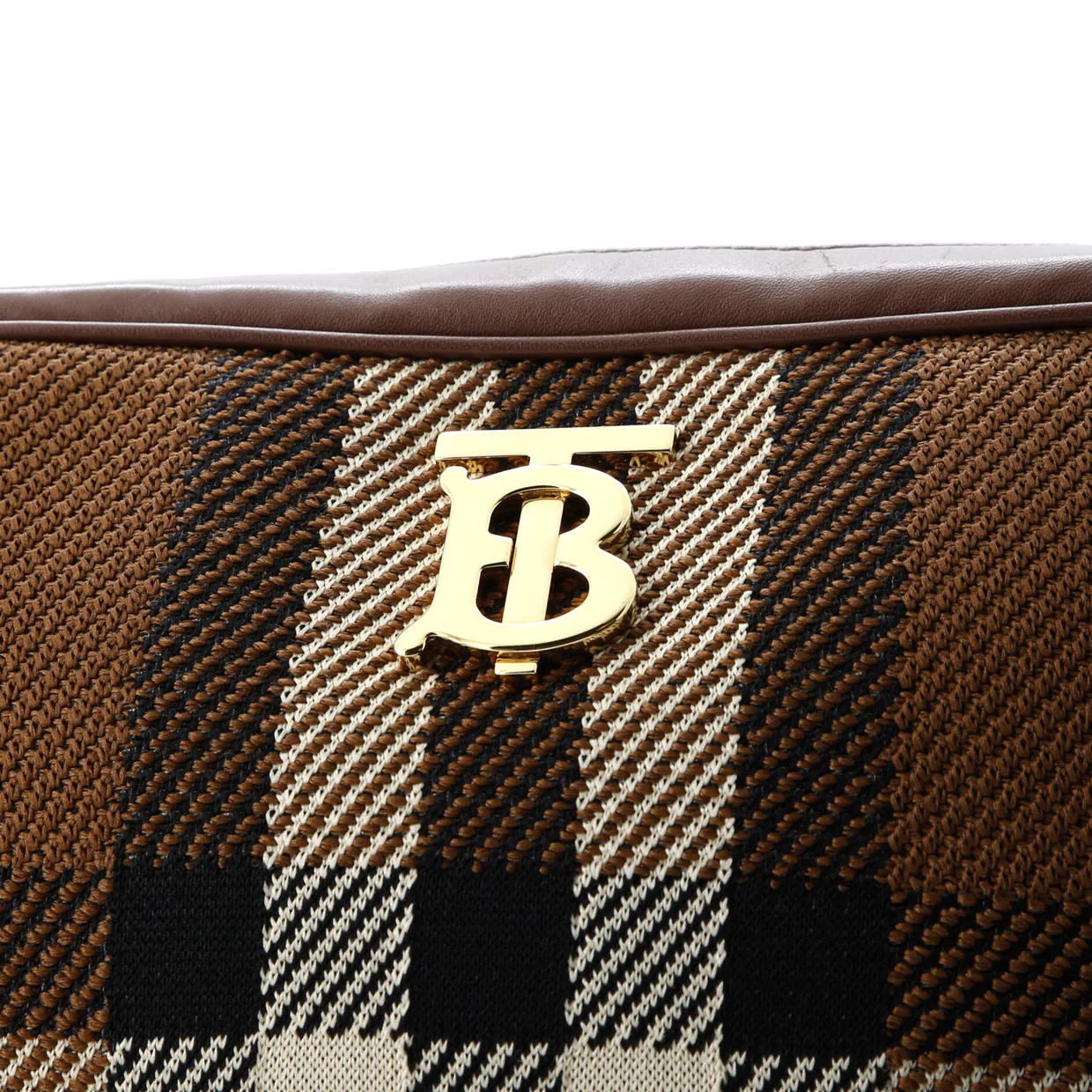 Lola Camera Bag House Check Canvas and Leather Small - Deep Luxury