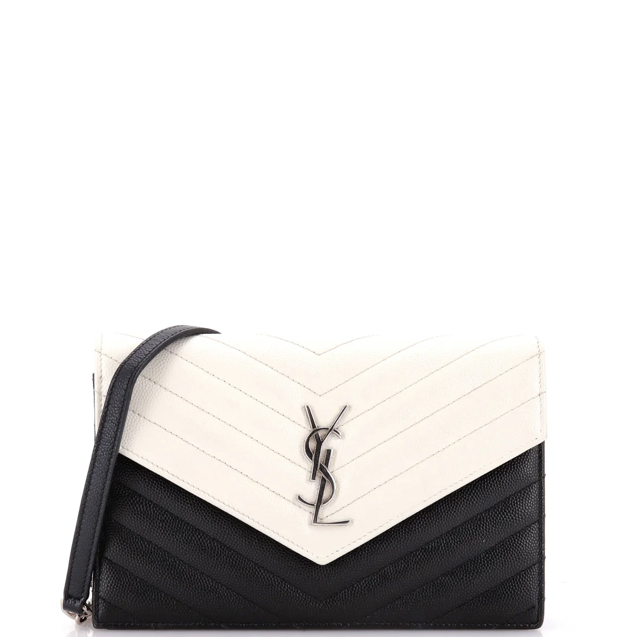 Classic Monogram Wallet on Chain Matelasse Chevron Leather Small - Deep Luxury