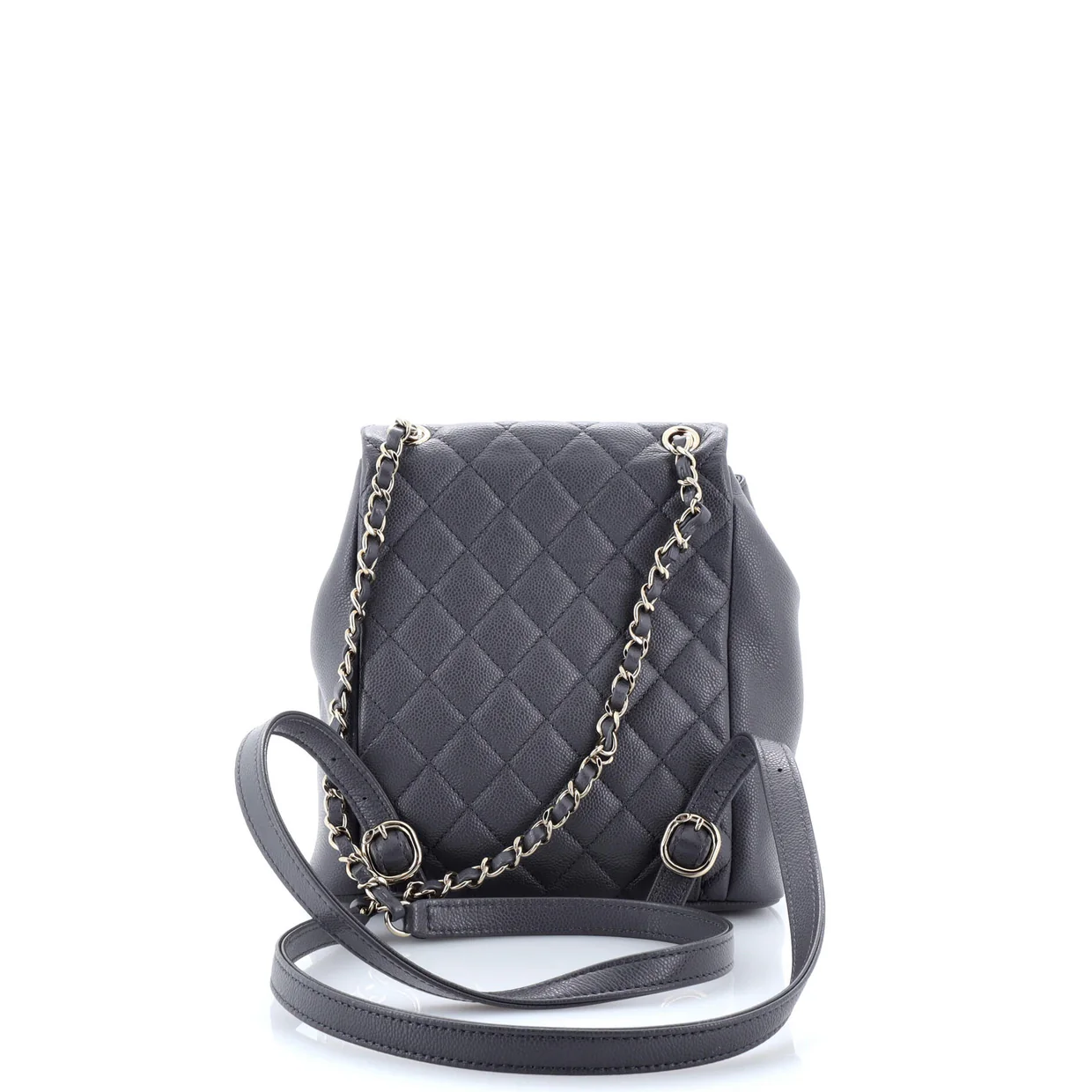 Duma Pockets Drawstring Backpack Quilted Caviar Small - Deep Luxury