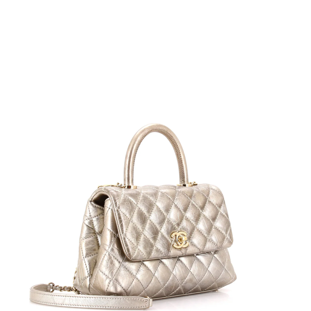 Coco Top Handle Bag Quilted Aged Calfskin Mini - Deep Luxury
