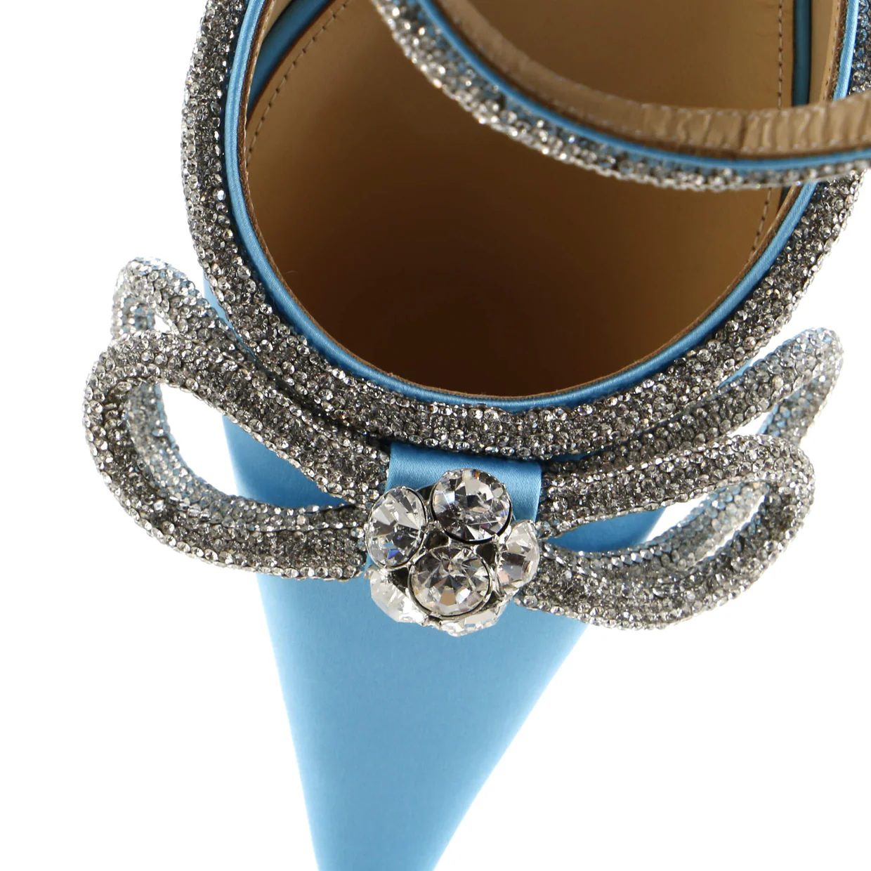Women's Double Bow Ankle Strap Pumps Satin 75 - Deep Luxury