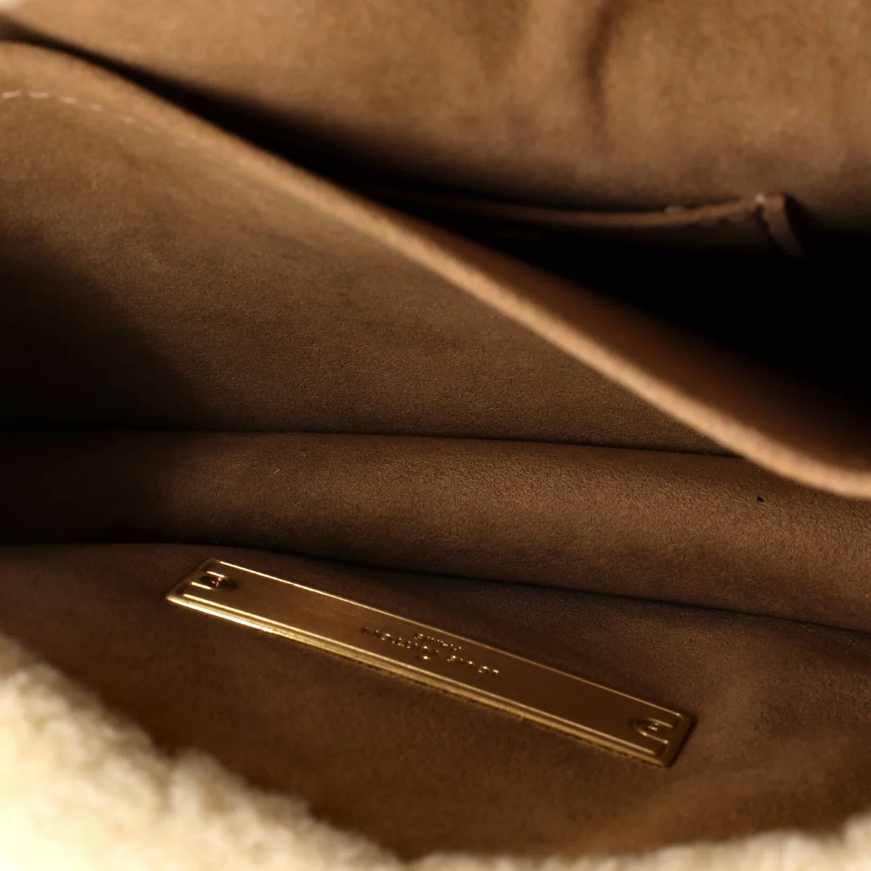 Dauphine Shoulder Bag Leather with Shearling Mini - Deep Luxury