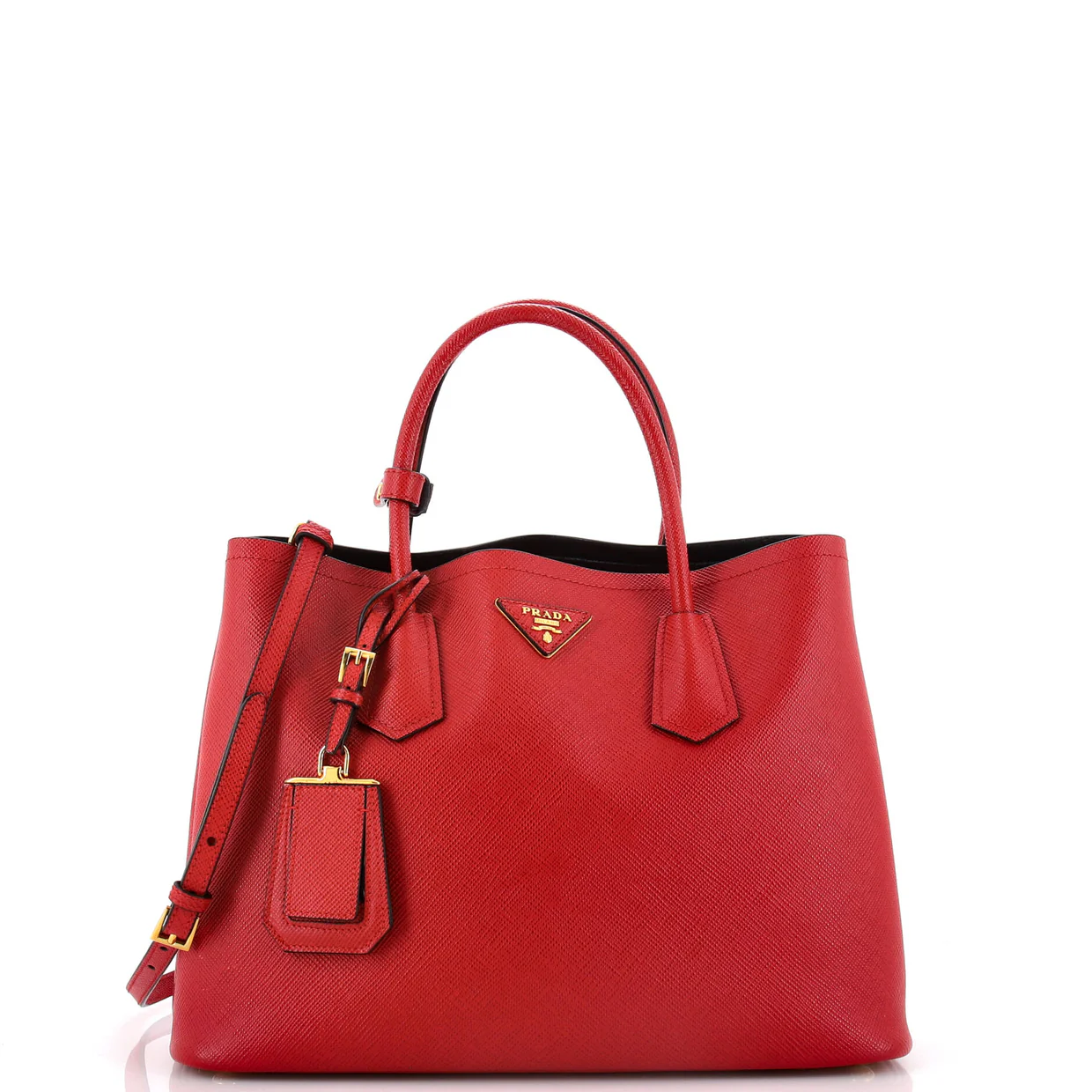 Cuir Double Tote Saffiano Leather Medium - Deep Luxury