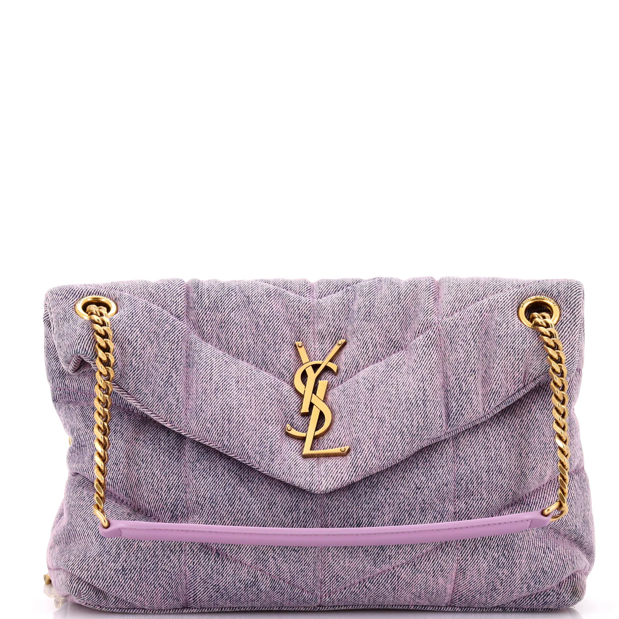 Loulou Puffer Shoulder Bag Quilted Vintage Denim Small - Deep Luxury