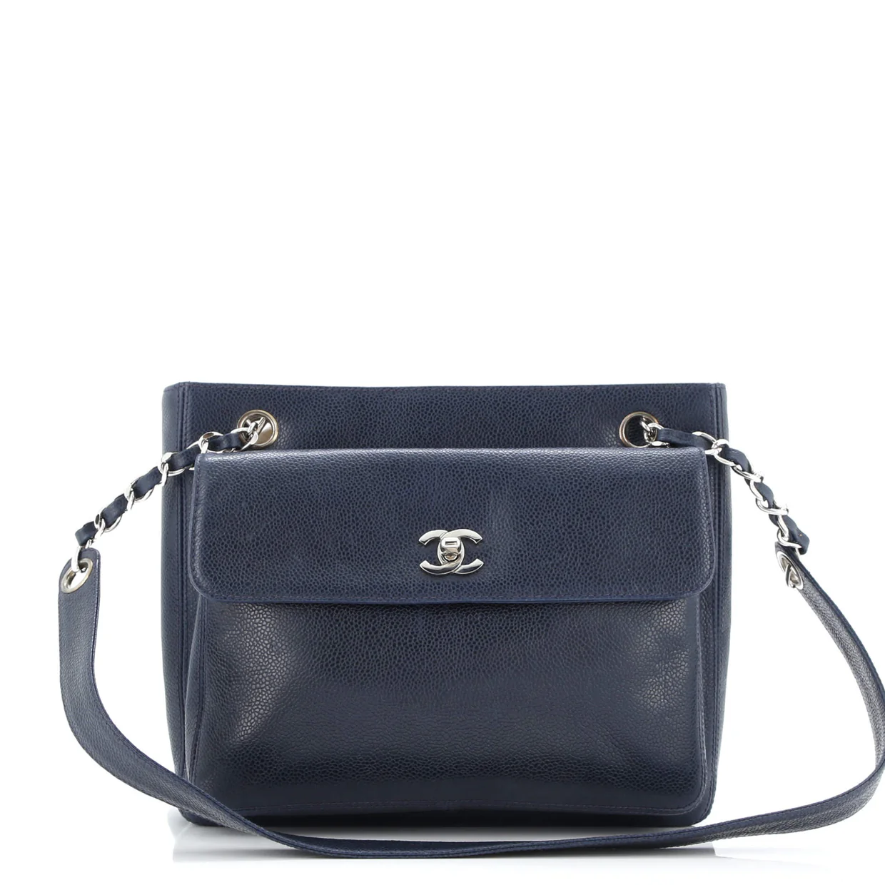 Vintage Front Pocket Tote Caviar Small - Deep Luxury