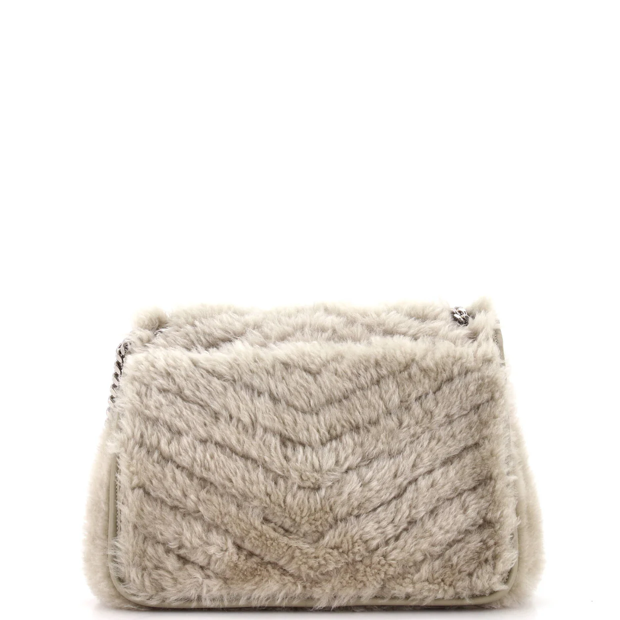 Niki Chain Flap Bag Matelasse Chevron Shearling Medium - Deep Luxury