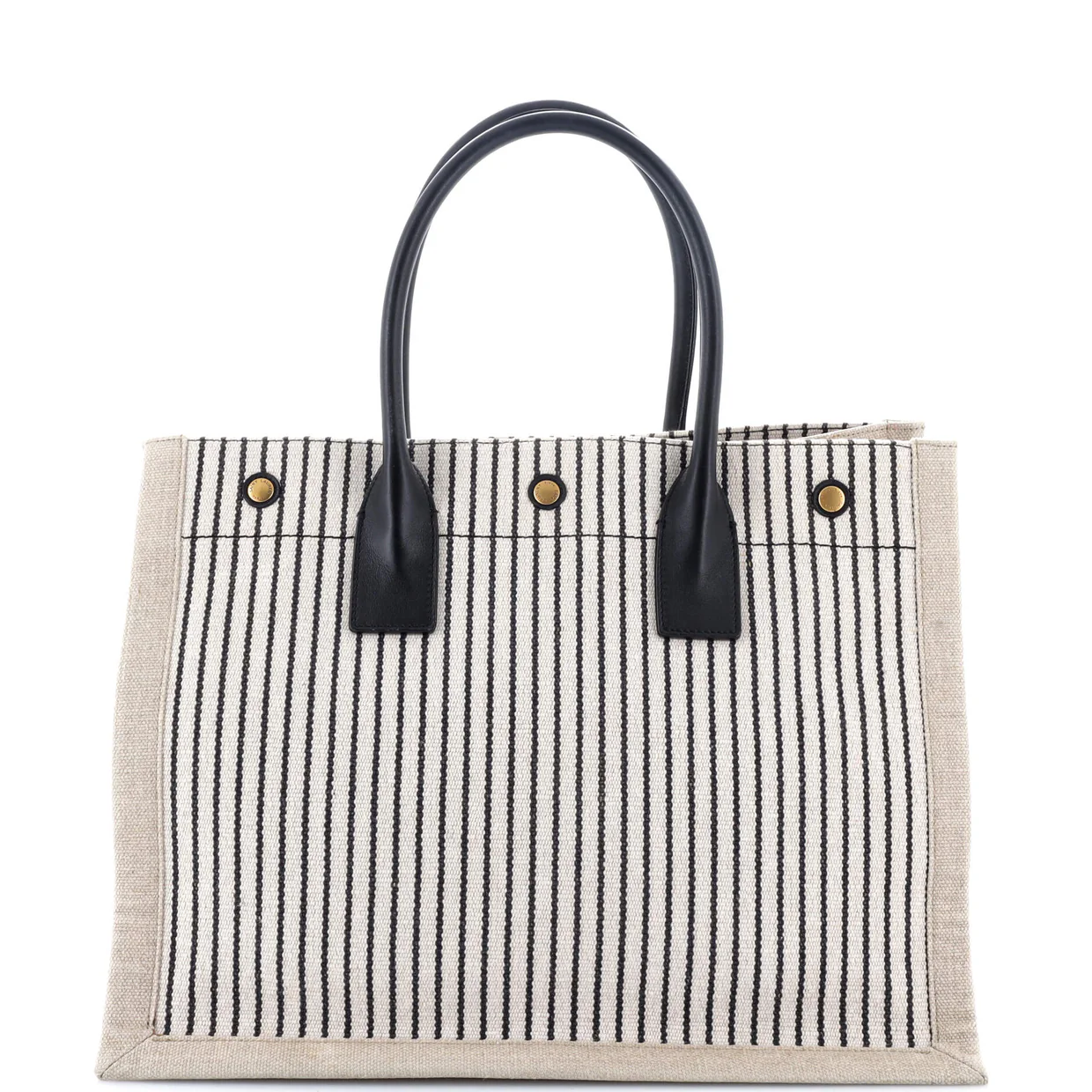 Rive Gauche Shopper Tote Striped Canvas Small - Deep Luxury