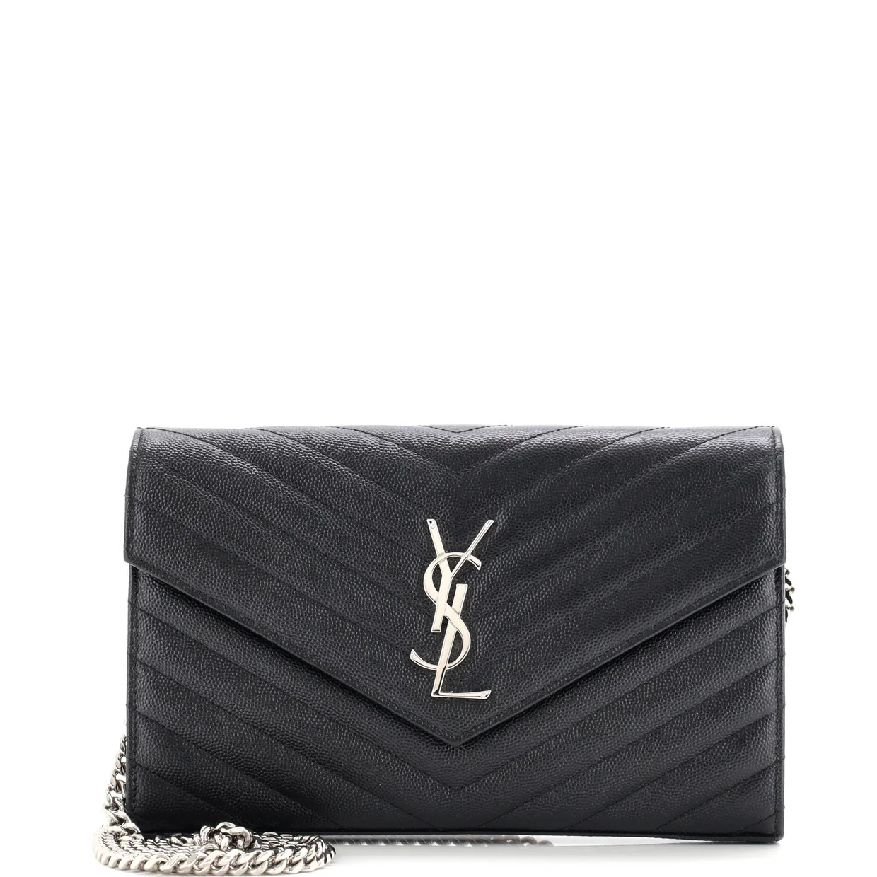 Classic Monogram Wallet on Chain Matelasse Chevron Leather Medium - Deep Luxury