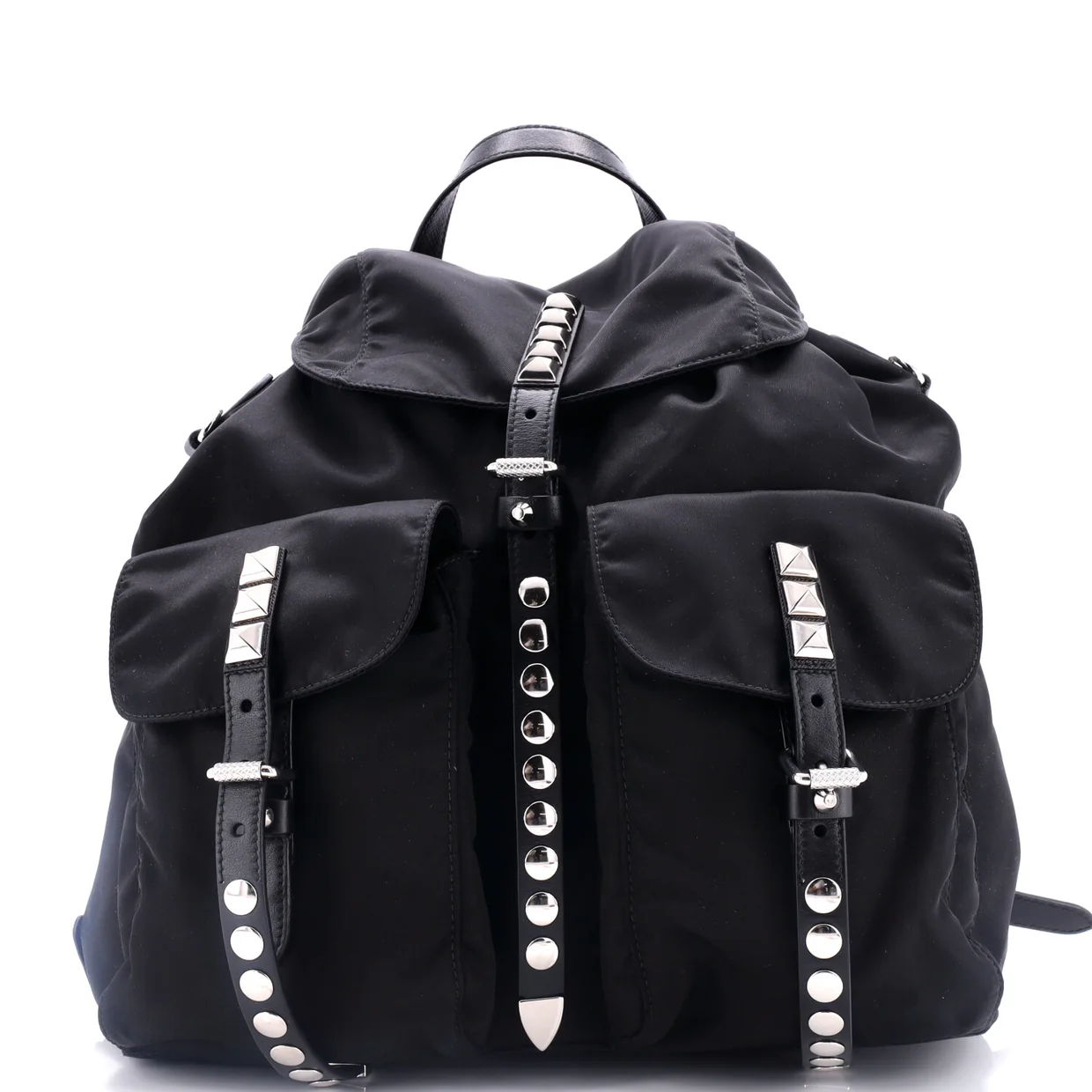 New Vela Backpack Tessuto with Studded Leather - Deep Luxury
