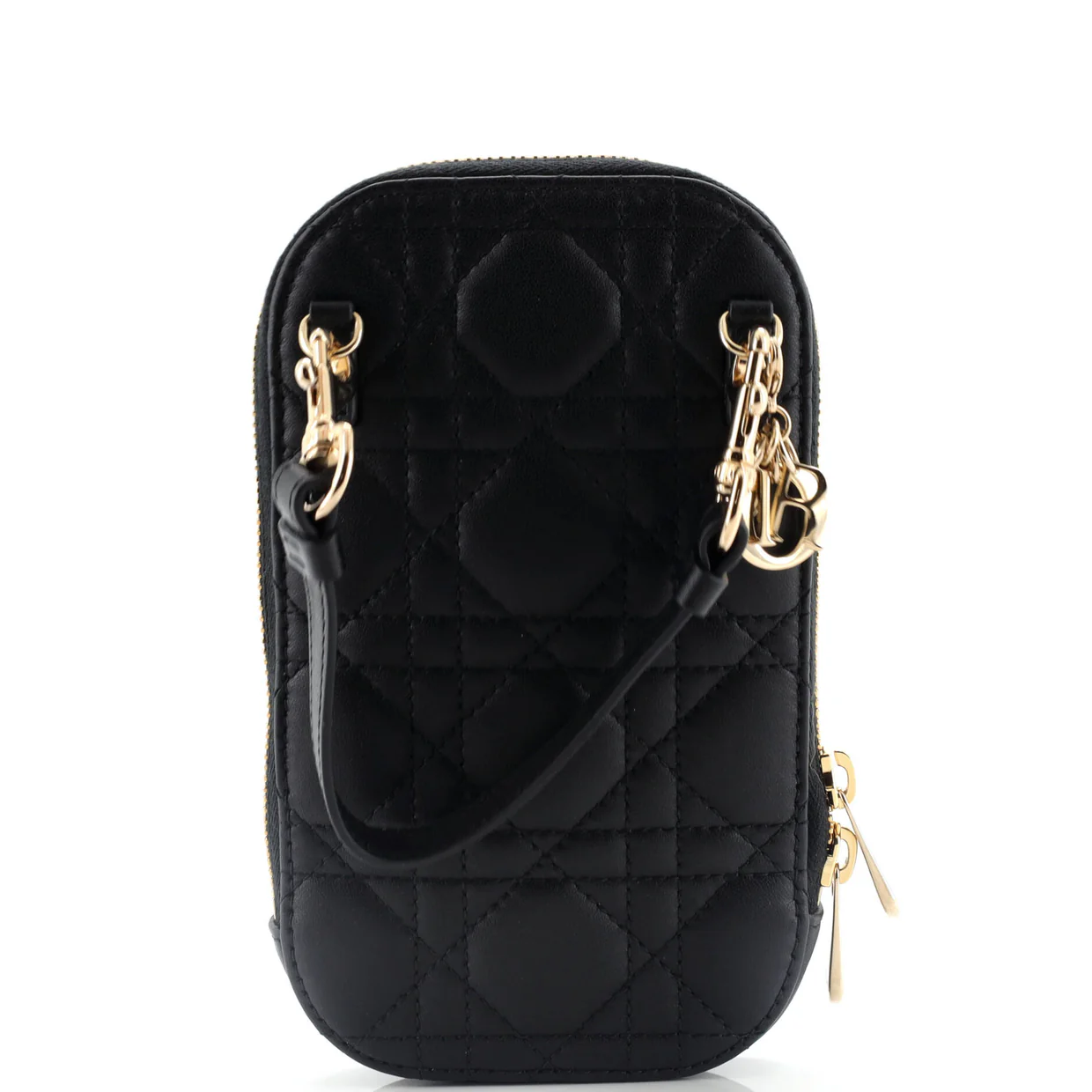 Lady Dior Phone Holder on Chain Cannage Quilt Lambskin - Deep Luxury