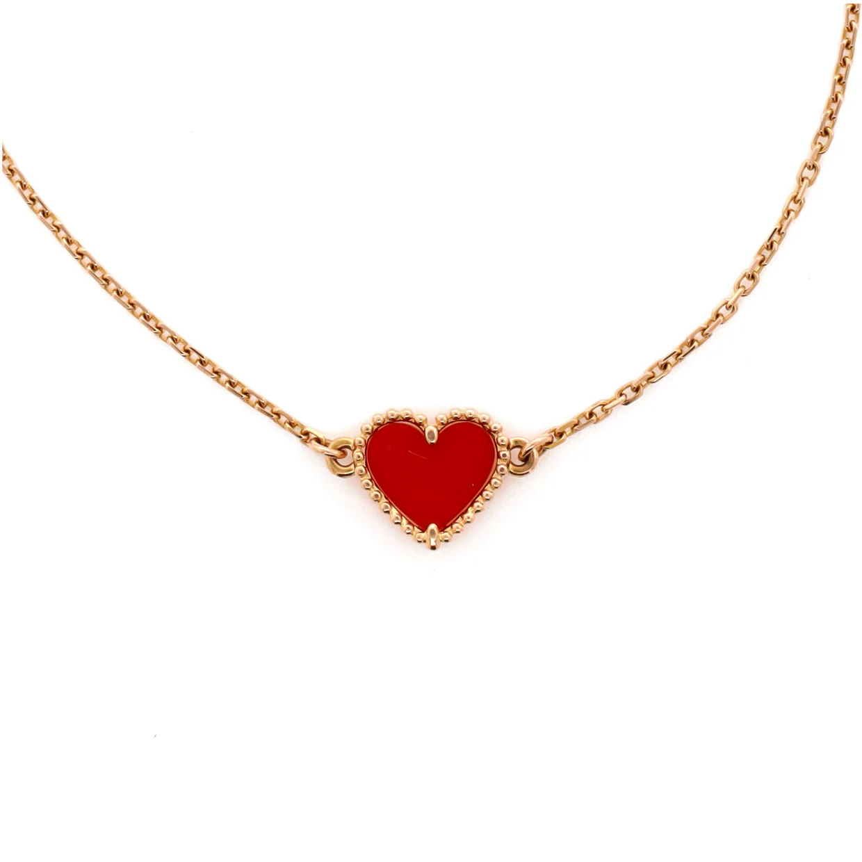 Sweet Alhambra Heart Bracelet 18K Rose Gold with Carnelian - Deep Luxury
