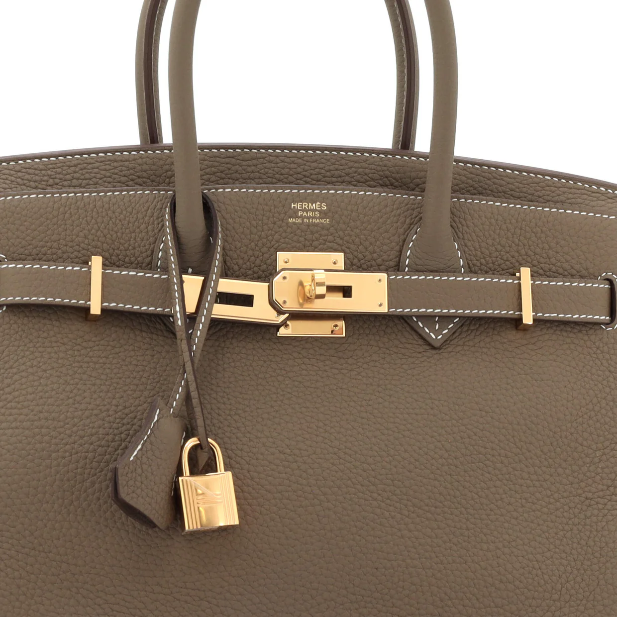 Birkin Handbag Grey Clemence with Gold Hardware 30 - Deep Luxury