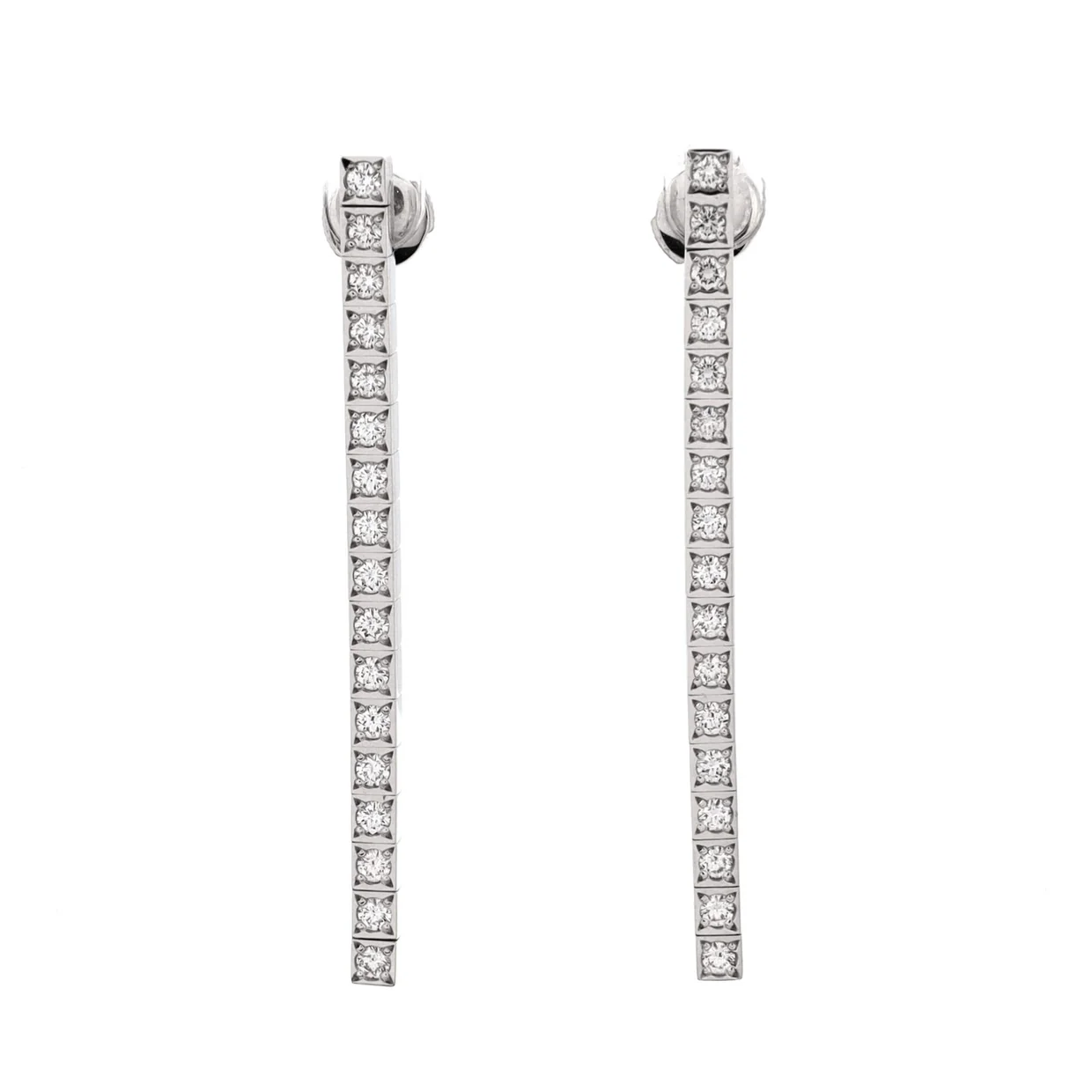 Lanieres Earrings 18K White Gold with Diamonds - Deep Luxury