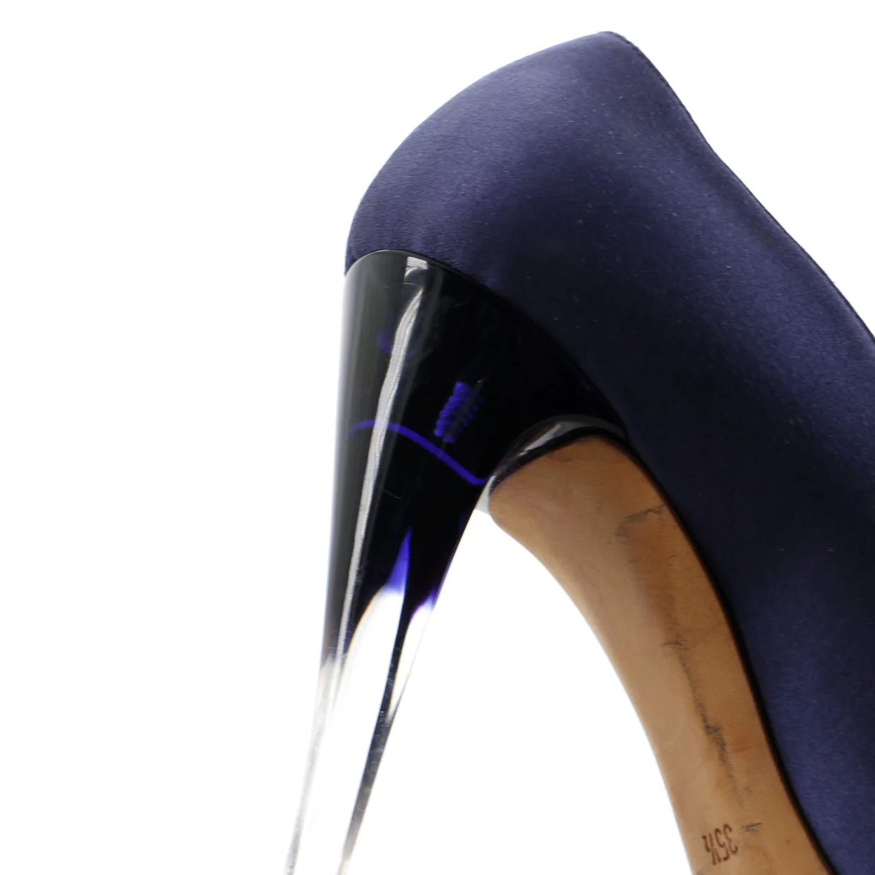 Women's Pointed Toe Pumps Satin and Lucite - Deep Luxury
