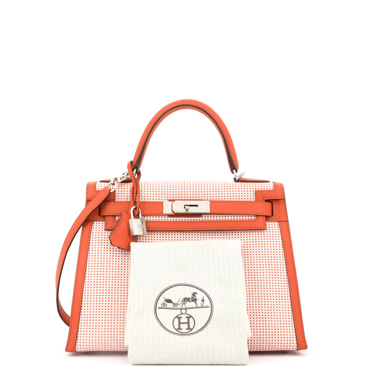 Kelly Handbag Quadrille Canvas and Terre Battue Swift with Palladium Hardware 28 - Deep Luxury