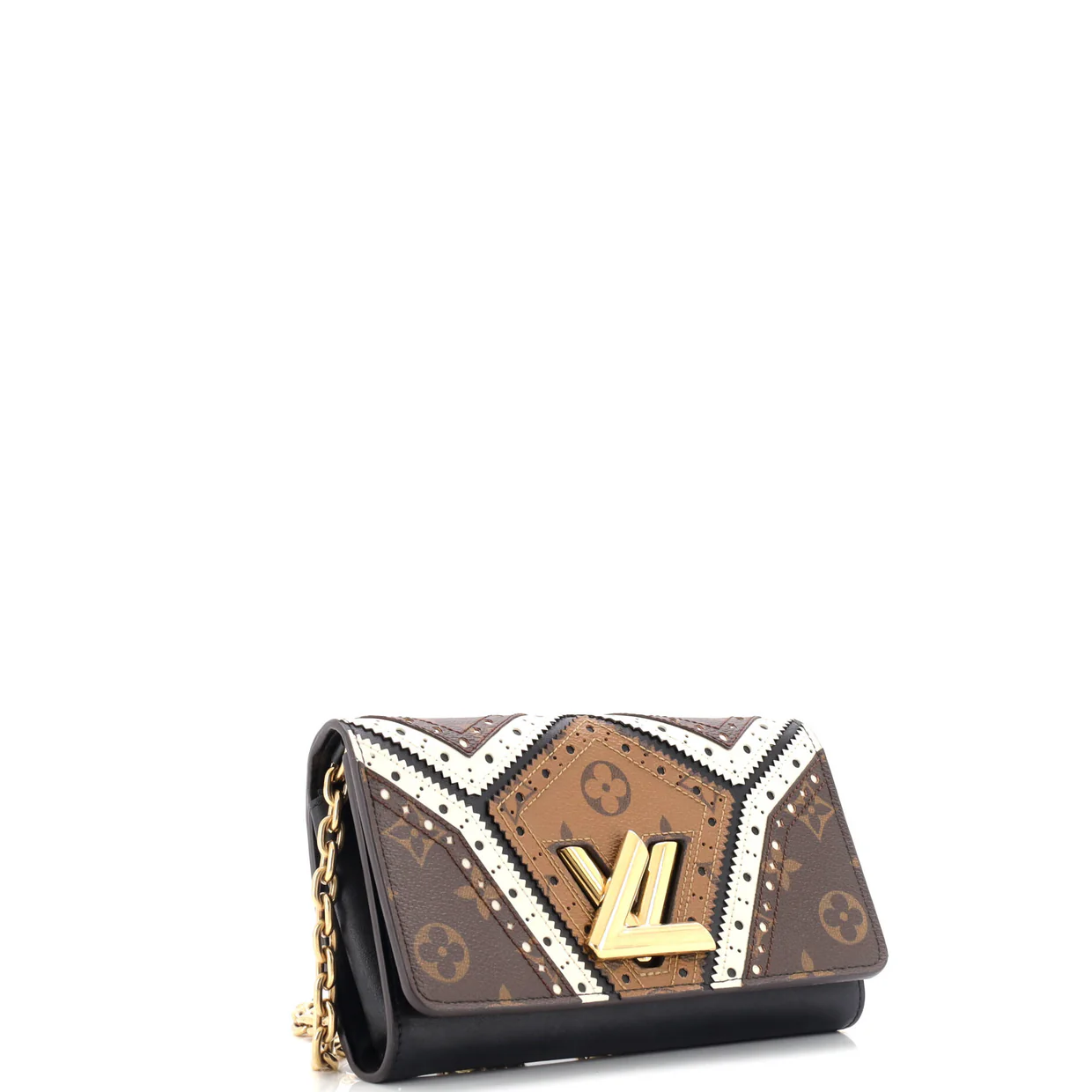 Twist Chain Wallet Limited Edition Brogue Reverse Monogram Canvas and Leather - Deep Luxury