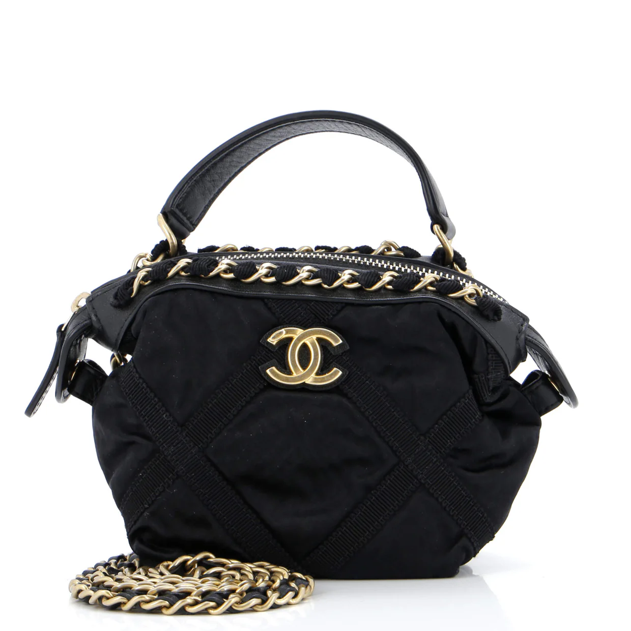 Top Handle Clutch with Chain Nylon with Grosgrain Mini - Deep Luxury