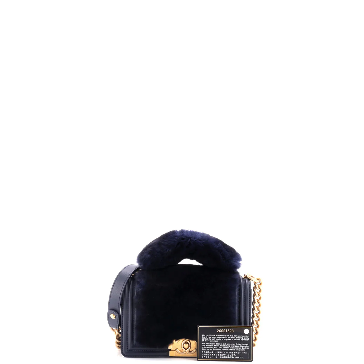 Top Handle Boy Flap Bag Fur Small - Deep Luxury