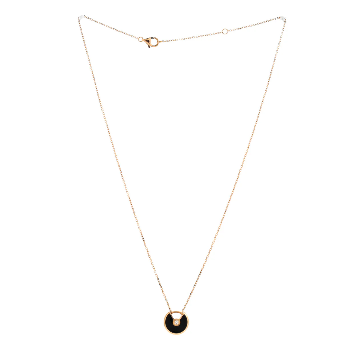 Amulette de Cartier Pendant Necklace 18K Rose Gold with Onyx and Diamond XS - Deep Luxury