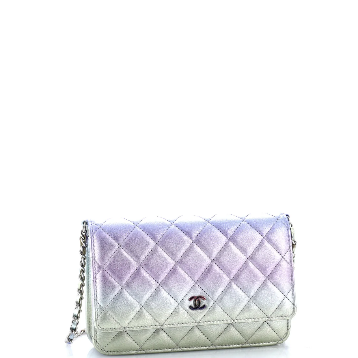 Wallet on Chain Quilted Gradient Metallic Calfskin with Gradient Hardware - Deep Luxury