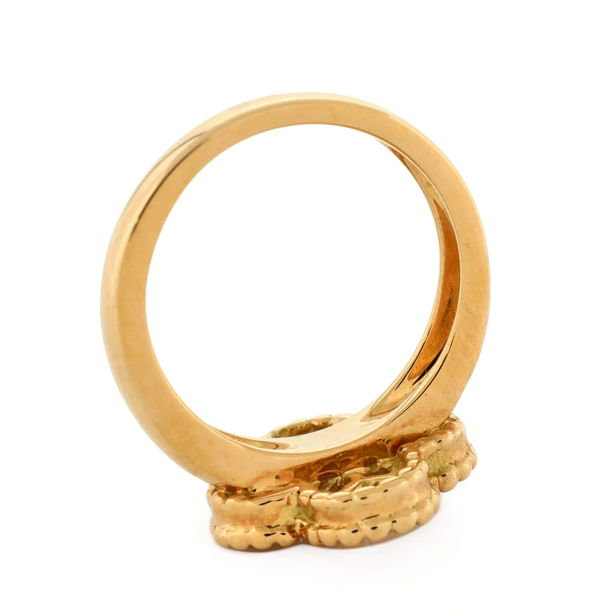 Vintage Alhambra Ring 18K Yellow Gold with Diamonds .32CT - Deep Luxury