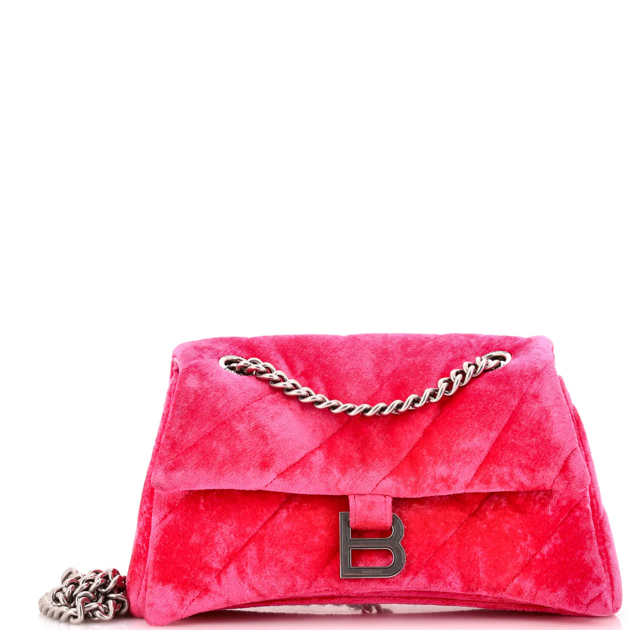 Crush Chain Flap Bag Quilted Velvet Medium - Deep Luxury