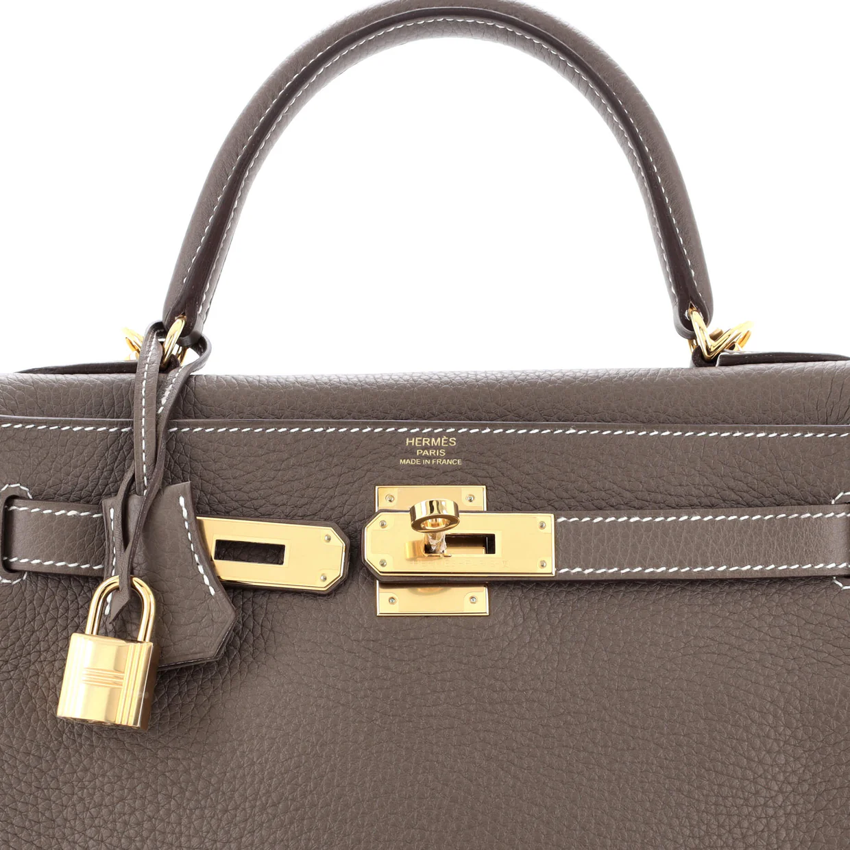 Kelly Handbag Grey Clemence with Gold Hardware 28 - Deep Luxury