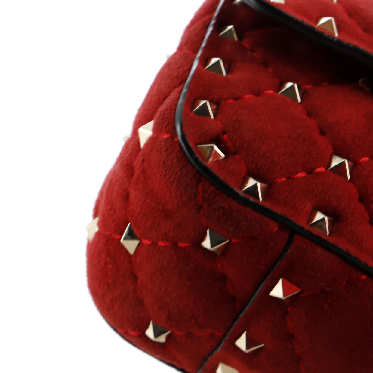 Rockstud Spike Flap Bag Quilted Suede Small - Deep Luxury