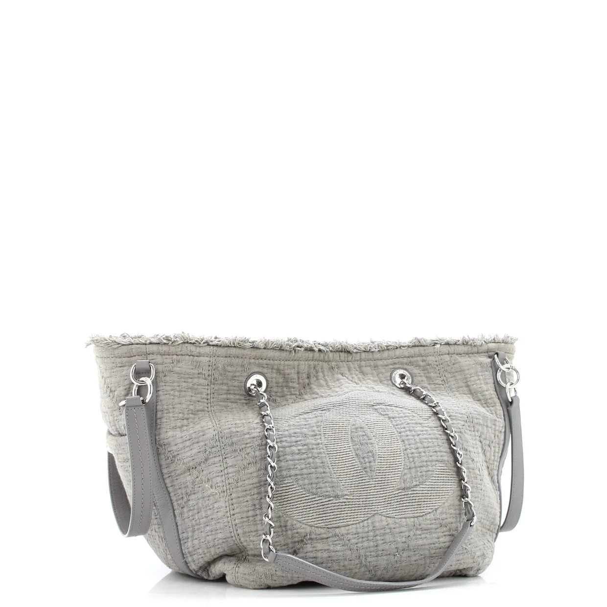 Double Face Deauville Tote Fringe Quilted Canvas Small - Deep Luxury