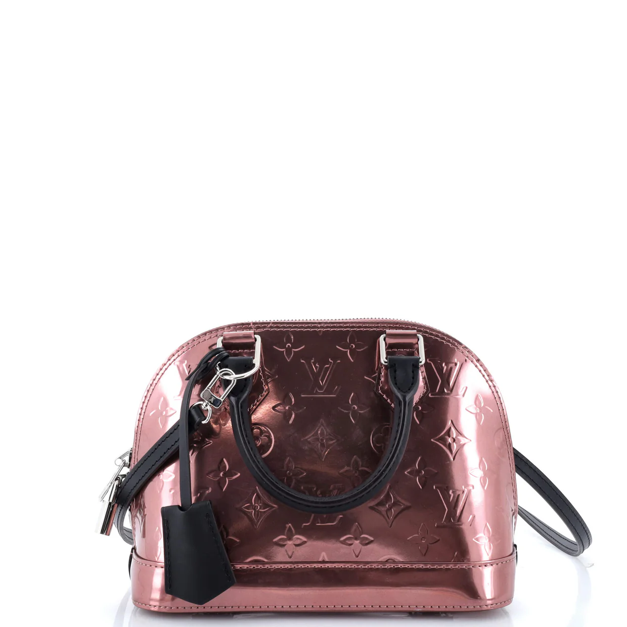 Alma Handbag Metallic Monogram Vernis with Leather BB - Deep Luxury