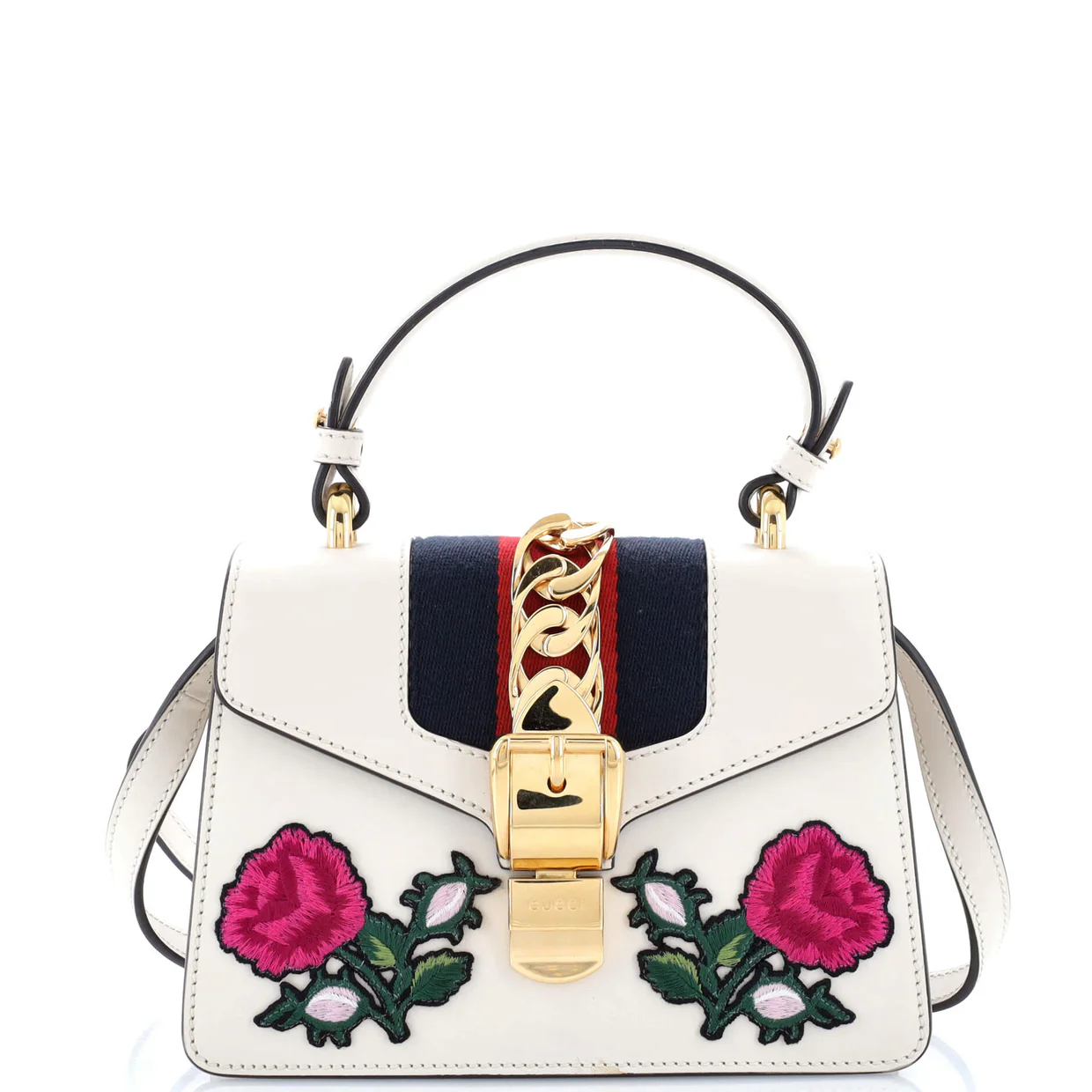 Sylvie Top Handle Bag Embroidered Leather Mini - Deep Luxury