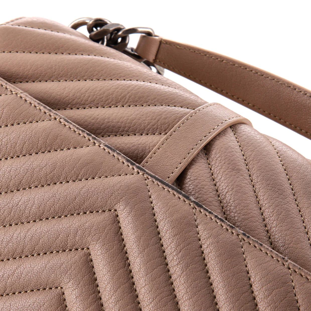 Classic Monogram College Bag Matelasse Chevron Leather Medium - Deep Luxury