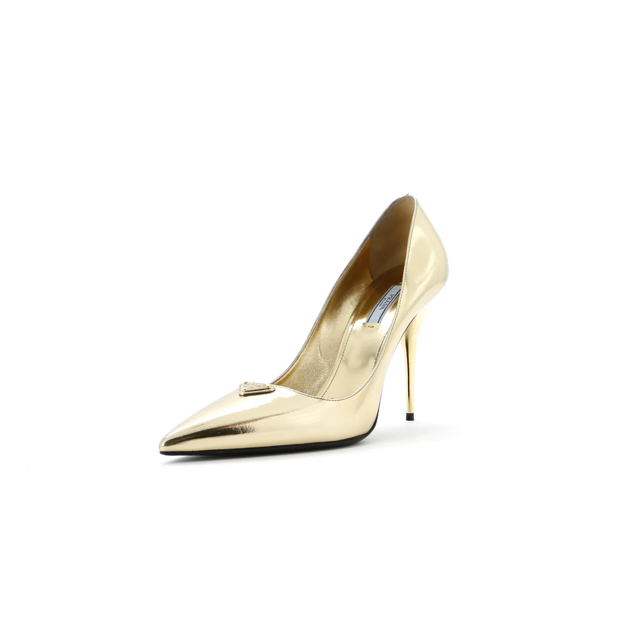 Women's Triangle Logo Pointed Toe Pumps Leather - Deep Luxury