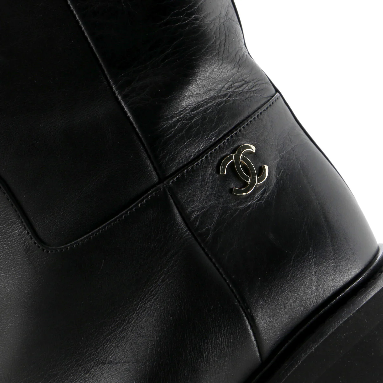 Women's CC Logo Moto Boots Leather - Deep Luxury