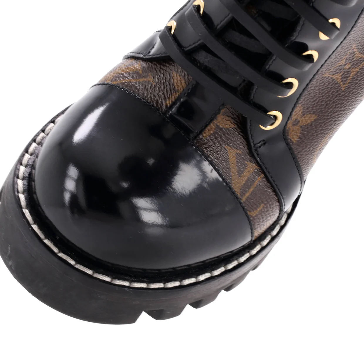 Women's Star Trail Ankle Boots Monogram Canvas with Patent - Deep Luxury
