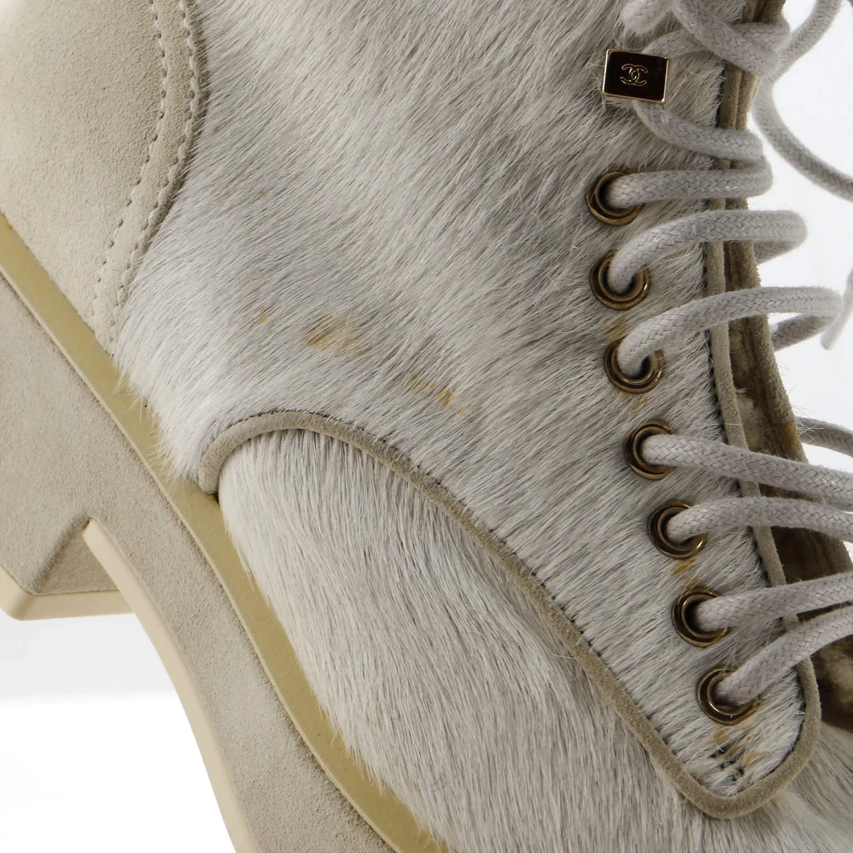 Women's CC Cap Toe Combat Boots Pony Hair with Suede - Deep Luxury