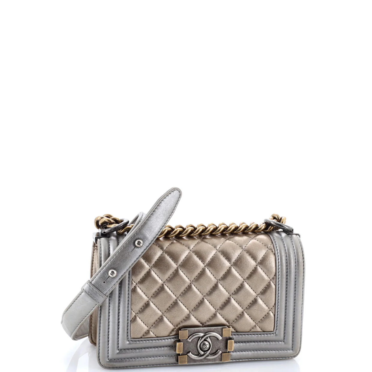 Boy Flap Bag Quilted Metallic Calfskin Small - Deep Luxury